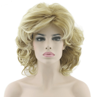 High temperature silk curly wigs European and American golden short hair wigs - amazitshop