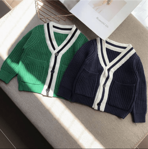 Chen Chen Ma baby children's clothing autumn sweater sweater baby sweater cardigan college wind color jacket - amazitshop