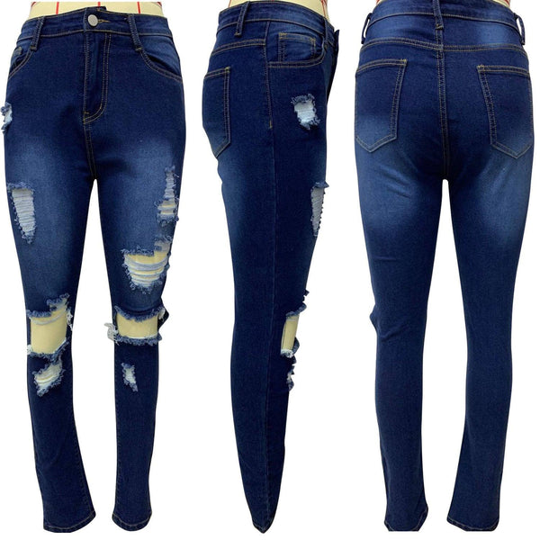 Explosion style ripped denim trousers - amazitshop