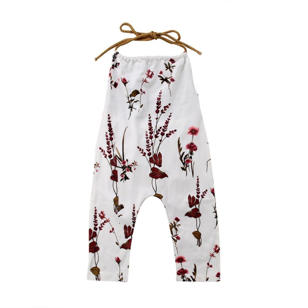 Summer halterneck flower pants jumpsuit - amazitshop