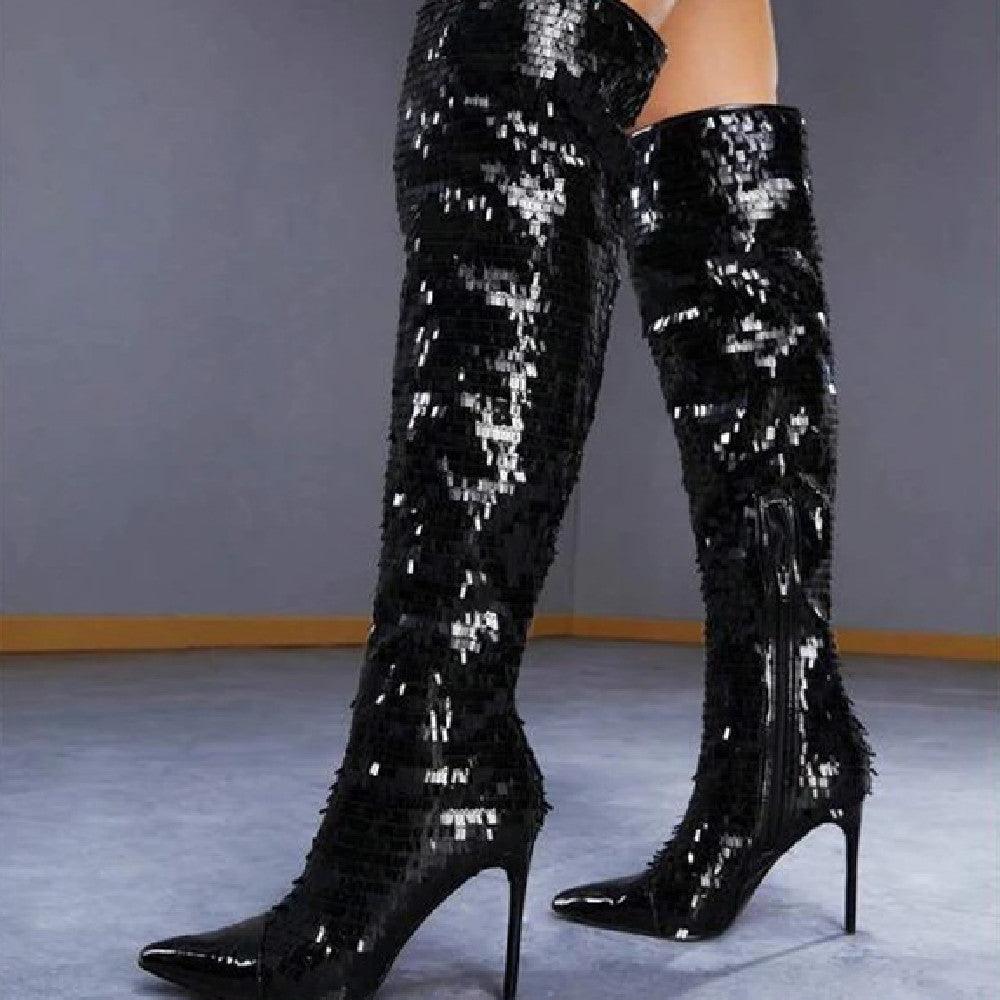Fashionable Sequins Over-the-knee Boots Women - amazitshop