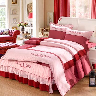 New Solid Color Cotton Bed Skirt Set of Four