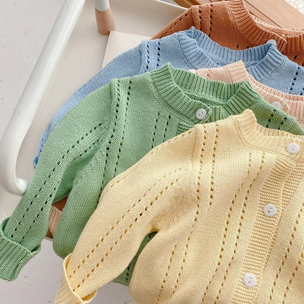 Candy Kids Baby Girls Boys Autumn Winter Full Sleeve Solid Knitted Outwear Coat Sweater - amazitshop