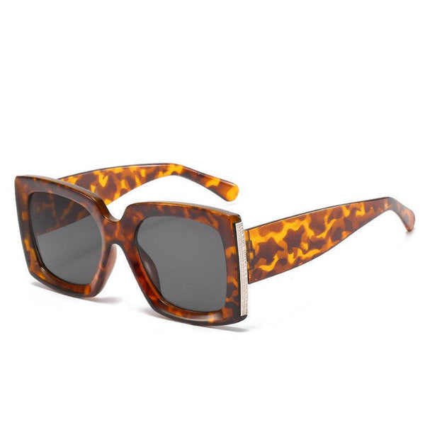 Trendy Large Frame Sunglasses Women Square Bright Black Sunglasses - amazitshop