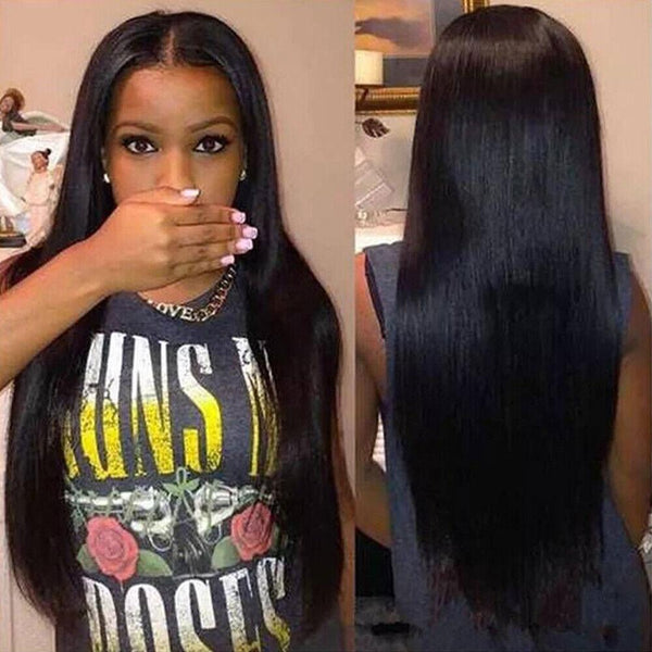 Women Black 70cm Long Straight Full Wigs Heat Resistant Synthetic Hair Wigs - amazitshop