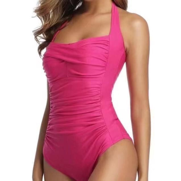 Women's One-piece Swimsuit Solid Color Swimsuit Swimwear - amazitshop