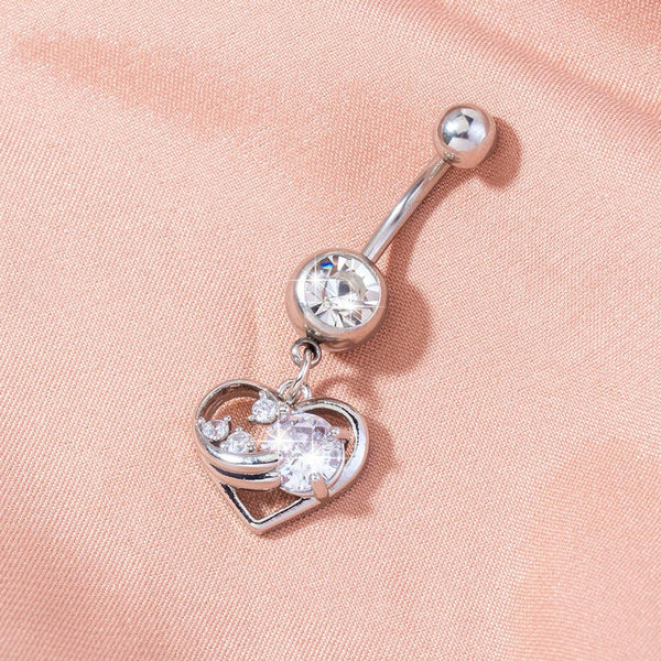 Stainless Steel Heart Navel Nail Human Body Piercing Jewelry Woman - amazitshop