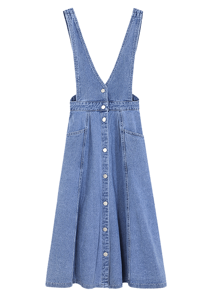 High Waist Denim Suspender Skirt Girl Small Dress - amazitshop
