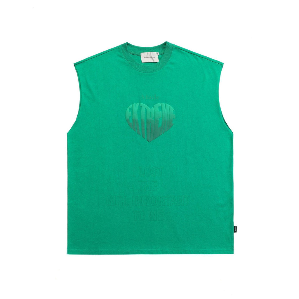Love Foam Printing Bottoming Shirt Guochao Brand Solid Color Vest Men - amazitshop