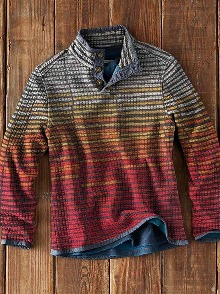Printed Stand Collar Pullover Casual Jacket - amazitshop