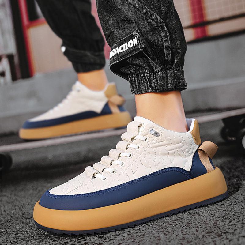 Trendy Color-blocked Sports Shoes Casual Lace Up Sneakers For Men Fashion Comfortable Versatile Thick-soled Walking Running Shoes - amazitshop