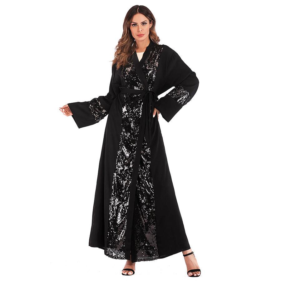 Sequin Patchwork Cardigan Robe For Women - amazitshop