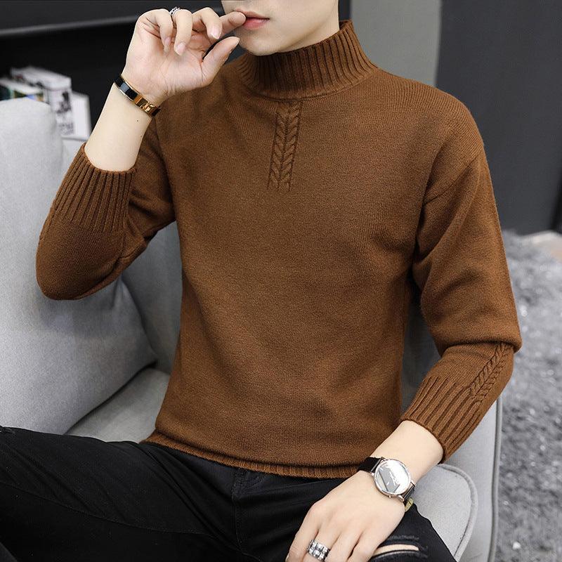 Men's Pure Color Half Collar Sweater - amazitshop