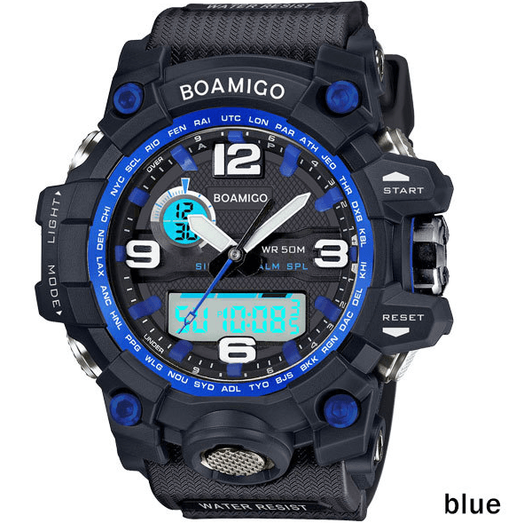 BOAMIGO brand men sports watches dual display analog digital LED Electronic quartz watches 50M waterproof swimming watch F5100 - amazitshop