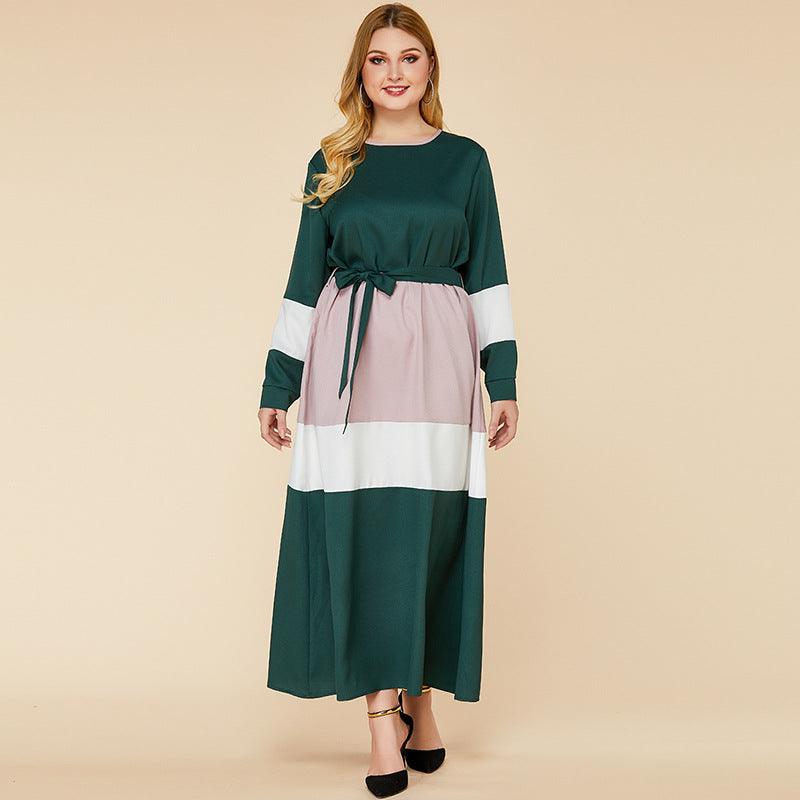 Plus Size Women's Color Matching Dresses - amazitshop