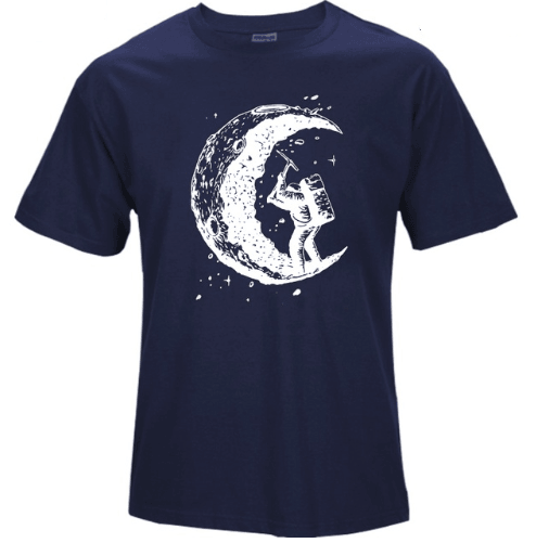 Digging The Moon Print Casual Mens O-neck T Shirts Fashion Men's Tops Men T-shirt Short Sleeve Men Tshirt - amazitshop
