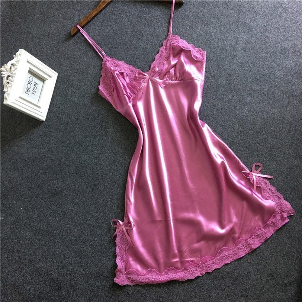Lingerie Nighty Silk Dress Sleep Wear Nightdress Clothes - amazitshop