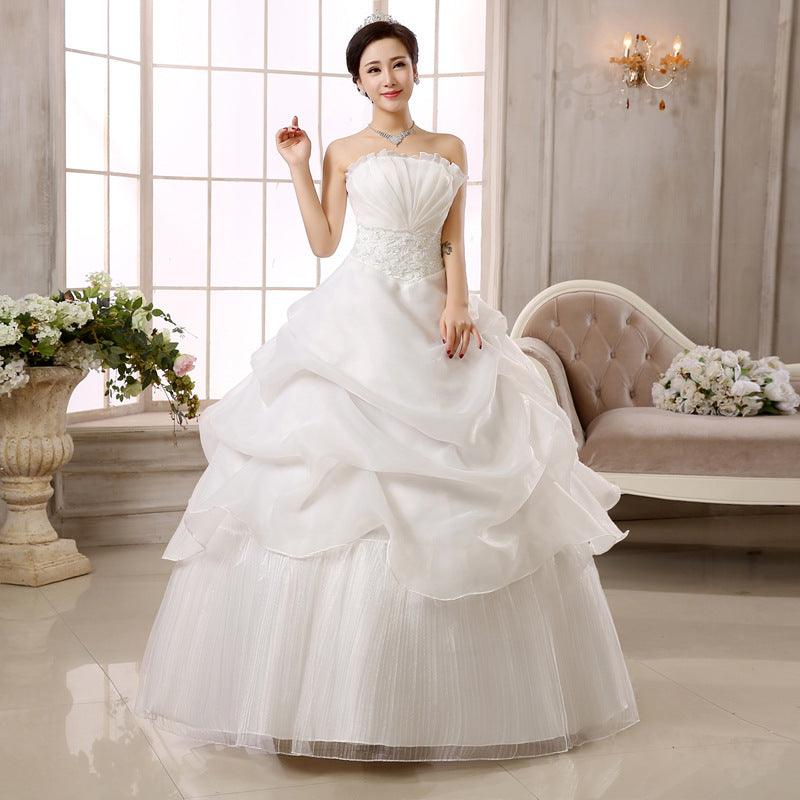 Spring Autumn Wedding dress new bride wedding dress size Korean women slim lace Qi special offer - amazitshop