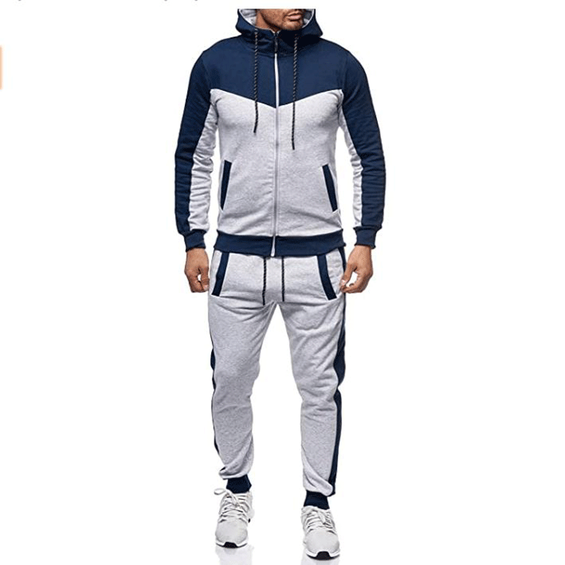 Colorblock Casual Sports Cardigan Suit - amazitshop