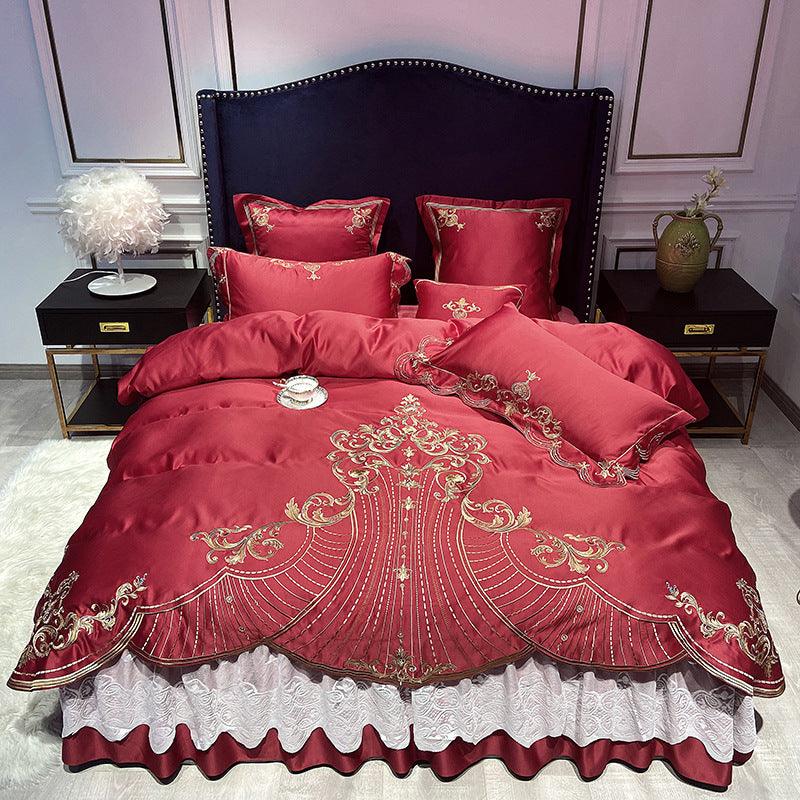 New Bed Linen, Bed Skirt, Light Luxury Style Four-piece Suit - amazitshop
