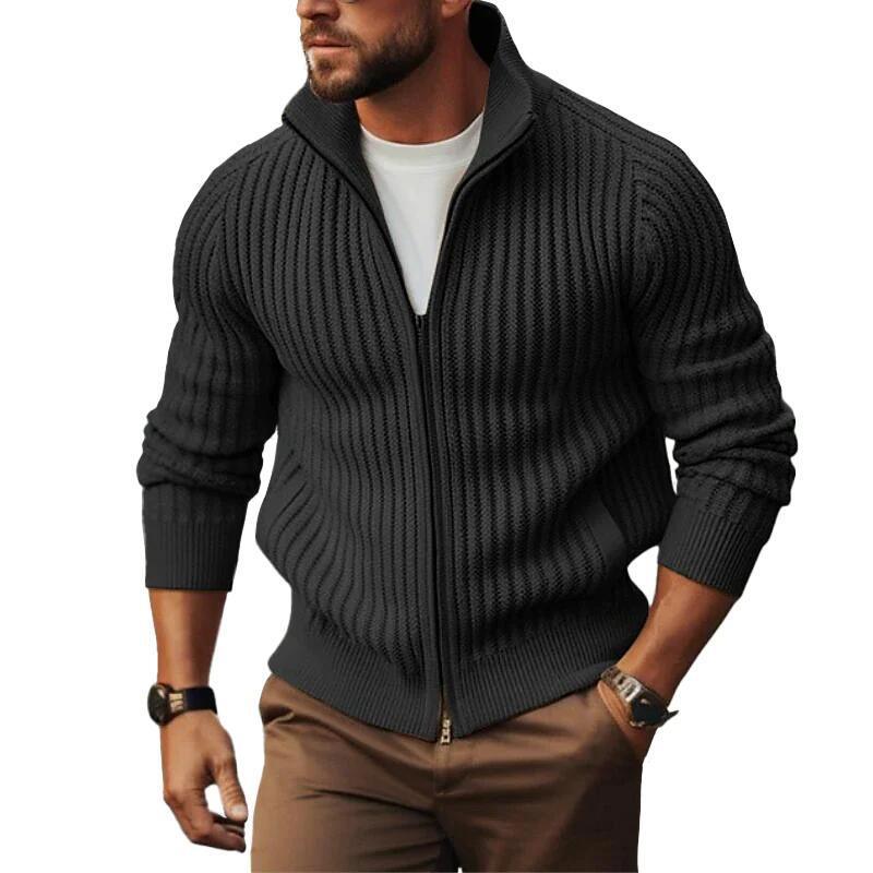 Zipper Outerwear Sweater Coat For Men Fleece-lined Thickened Winter - amazitshop