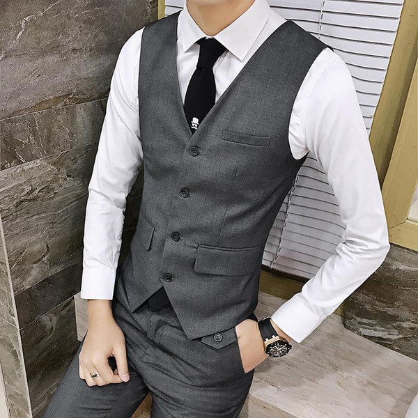 Men's Solid Color Slim-fit Waistcoat Vest - amazitshop