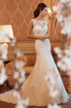 Lace Fish Tail Wedding Dress - amazitshop
