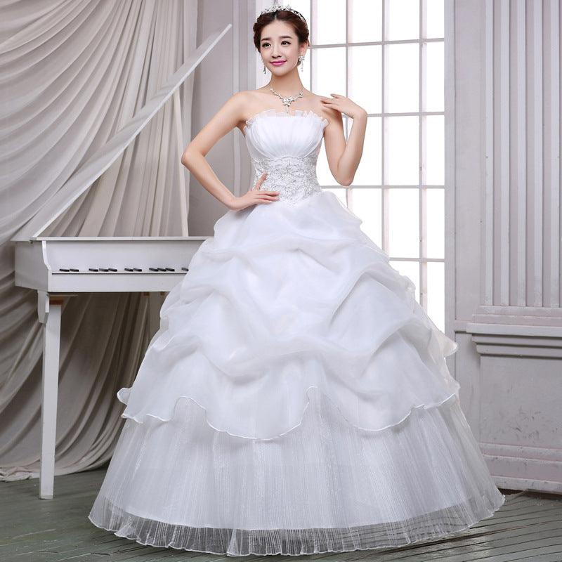 summer new bride wedding dress fashion lace bra Qi simple Korean winter skirt - amazitshop