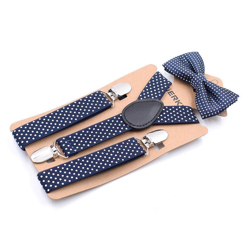 Elastic Boys Suspender Bowties Set bretelle bambino Wedding Bowties Suspenders Baby Kids Polka Dots Bow Ties braces kids - amazitshop