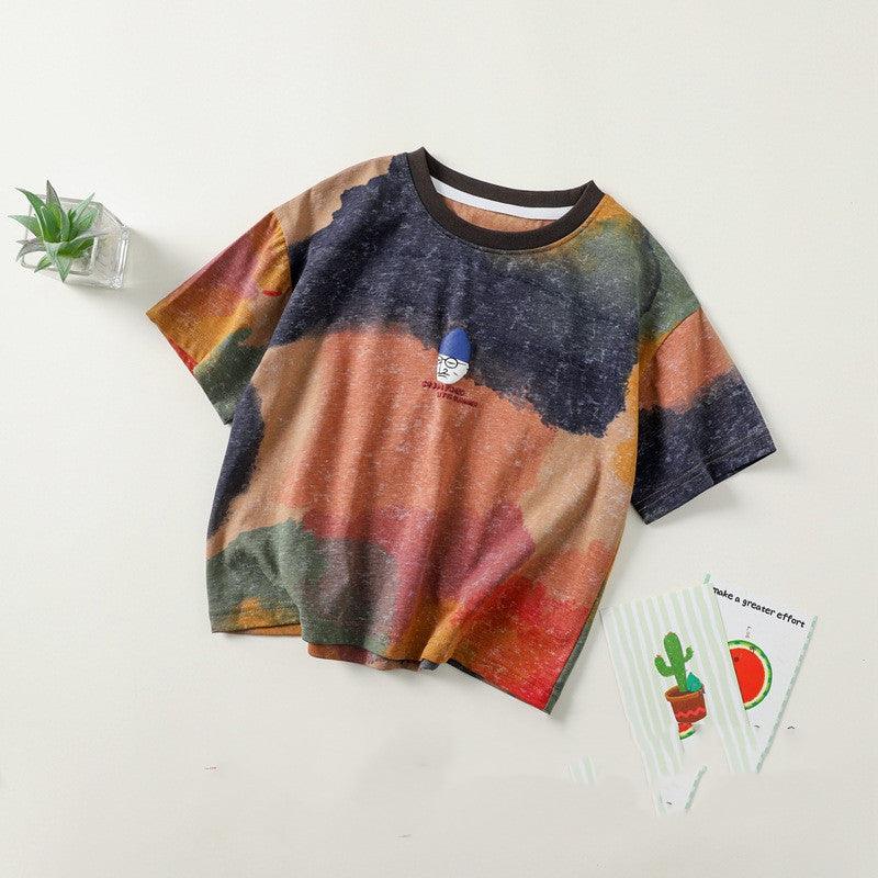 Boys' Tie-dyed Bubble Printed Short-sleeved T-shirt - amazitshop