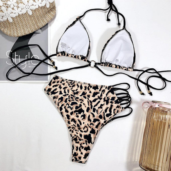 Leopard print swimsuit swimsuit bikini - amazitshop