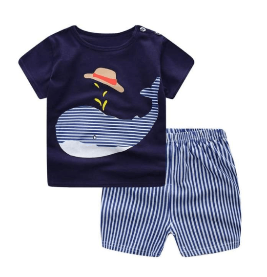 New children's summer children's clothing short-sleeved suit cotton boy girls small children cartoon summer two-piece - amazitshop