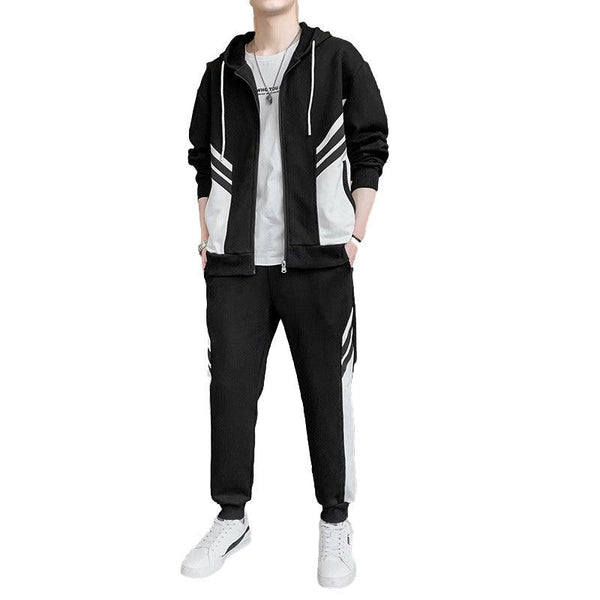 Men's Sports Sweater Suit Cardigan Hooded Sweatpants Two-piece Set High-end Running Sports Leisure - amazitshop