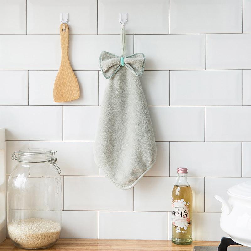 Home thick coral fleece hanging face towel E462 rag dish towel kitchen absorbent towel - amazitshop