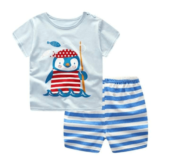 New children's summer children's clothing short-sleeved suit cotton boy girls small children cartoon summer two-piece - amazitshop