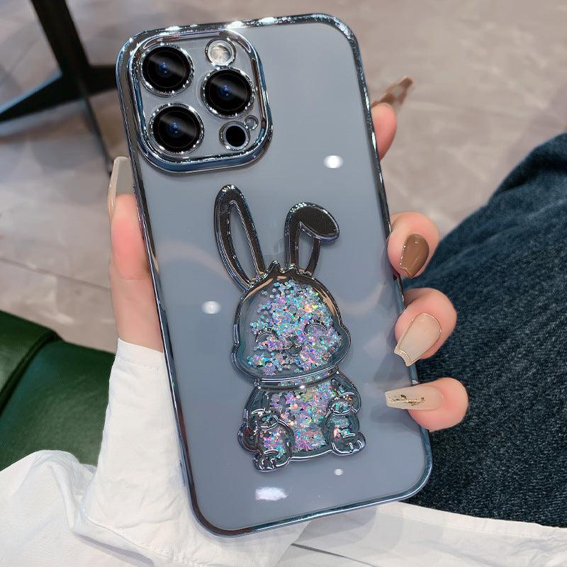 Plastic Electroplating Lens Protector Phone Case Year Quicksand Rabbit All-inclusive Drop-resistant - amazitshop