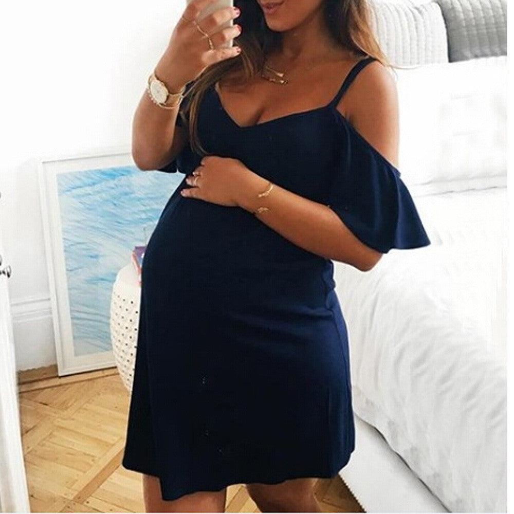 Pregnancy-Dress Maternity-Solid Dresses - amazitshop