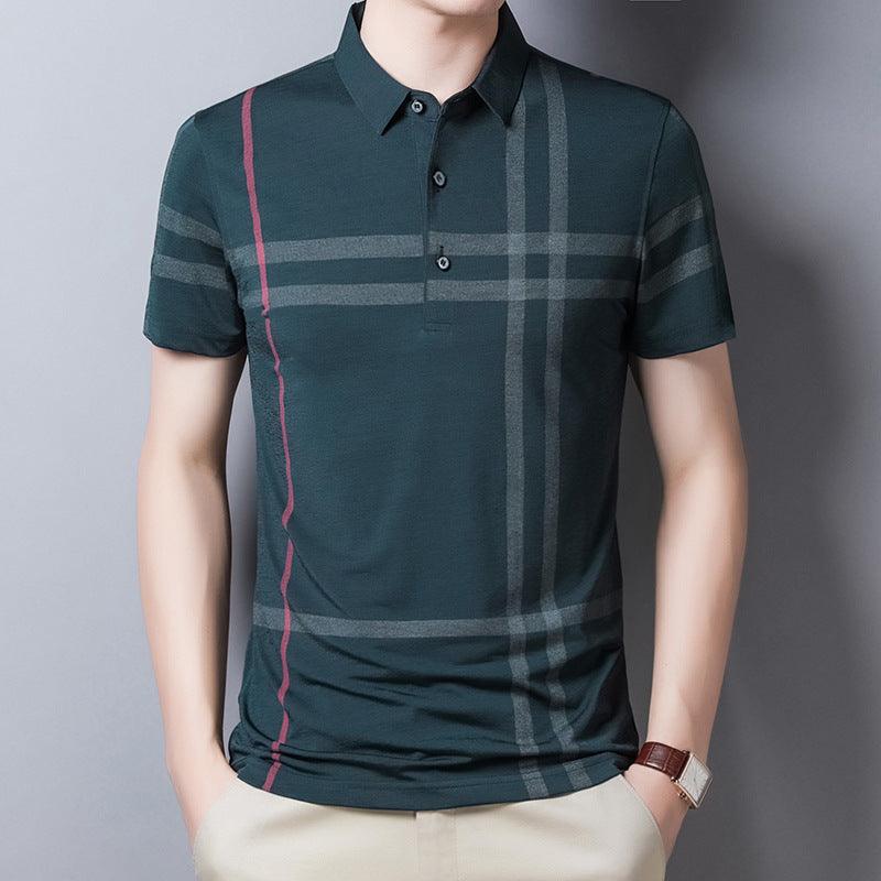 Men Summer Striped Polo Shirt Short Sleeve Slim Fit Polos Fashion Streetwear Tops - amazitshop