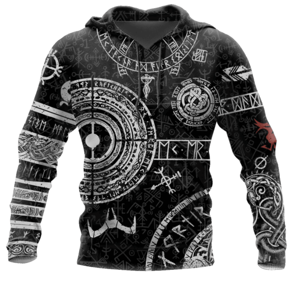 Viking Odin Tattoo D Printed Men hoodies - amazitshop