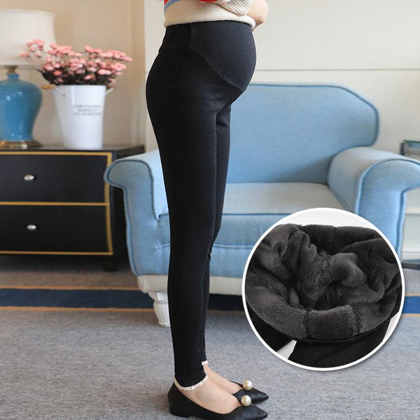 Maternity Wear Maternity Leggings Cotton Plus Velvet Thick Stretch Belly Support Pants - amazitshop