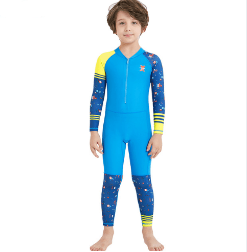 Children's quick-drying diving suit girls boys conjoined long-sleeved snorkeling suit swimwear size children's swimwear sunscreen swimsuit - amazitshop