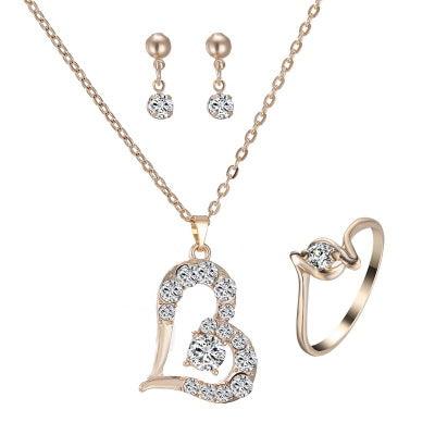 Heart Pendant Jewelry Set Rhinestone Jewellery - amazitshop