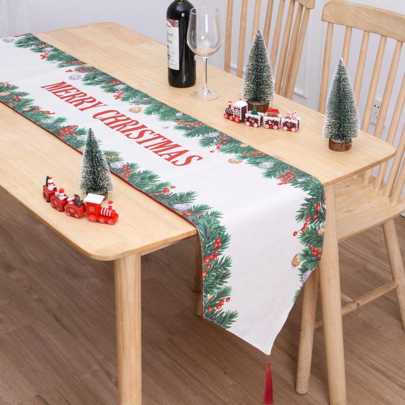Christmas Table Flag Double Printing Snowman Table Mat - amazitshop