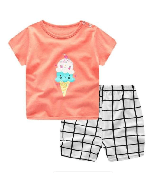 New children's summer children's clothing short-sleeved suit cotton boy girls small children cartoon summer two-piece - amazitshop