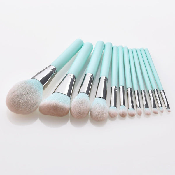 12 light blue makeup brushes - amazitshop