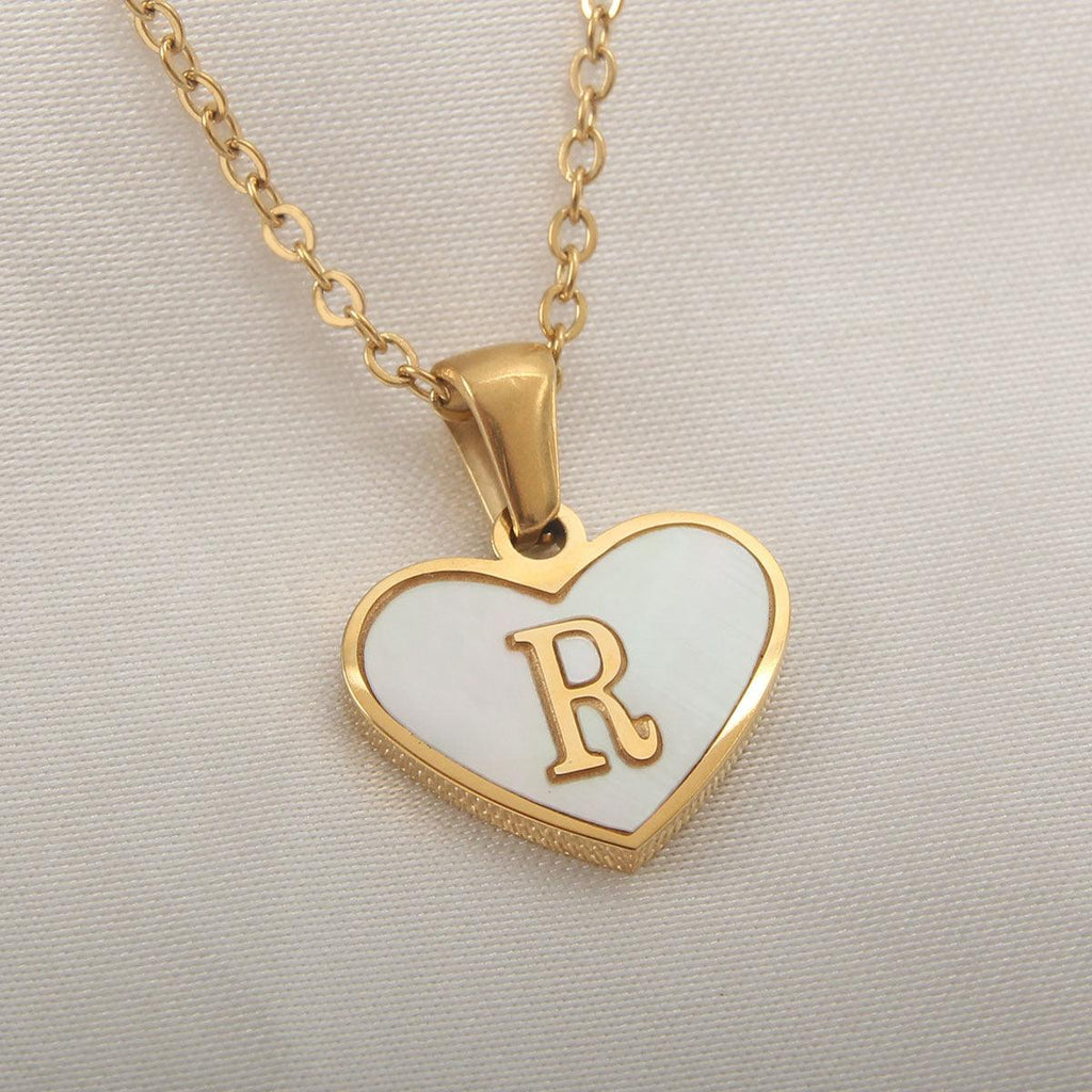 26 Letter Heart-shaped Necklace White Shell Love Clavicle Chain Fashion Personalized Necklace For Women Jewelry Valentine's Day - amazitshop