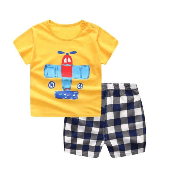 New children's summer children's clothing short-sleeved suit cotton boy girls small children cartoon summer two-piece - amazitshop