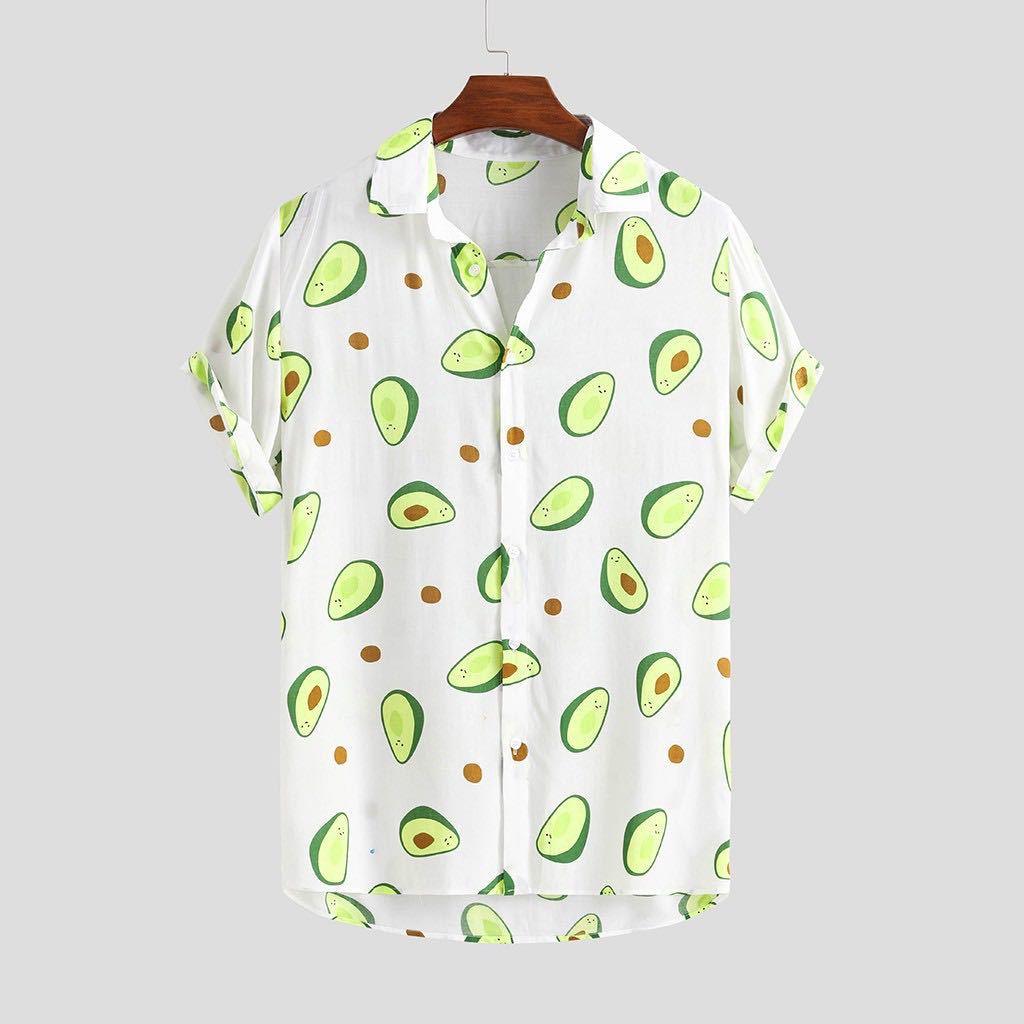 Printed beachwear avocado men's short sleeve - amazitshop
