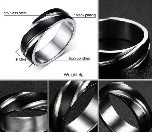 Black Titanium Steel Twill Men's Ring - amazitshop