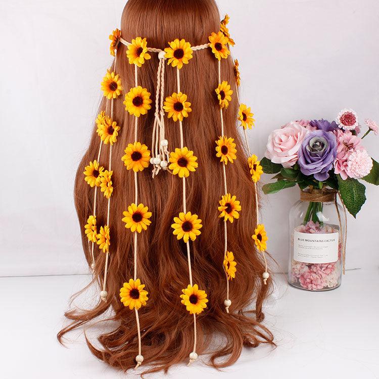 Headdress garland sun flower hair band flower daisy headband bohemian hair ring hair accessories - amazitshop